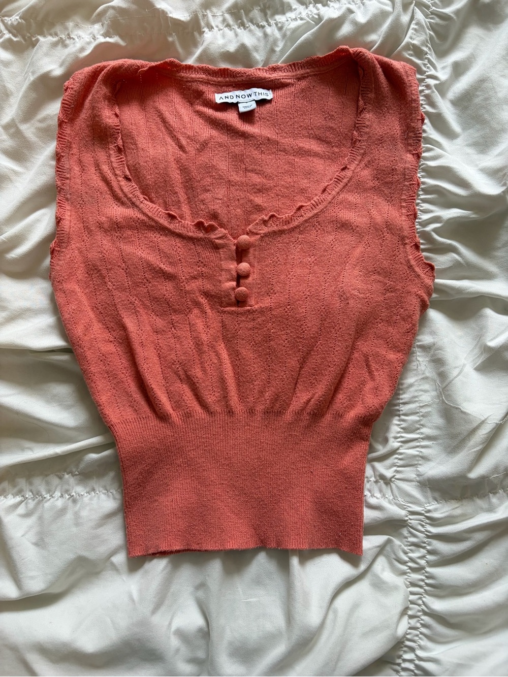 Coral Button-Front Knit Tank